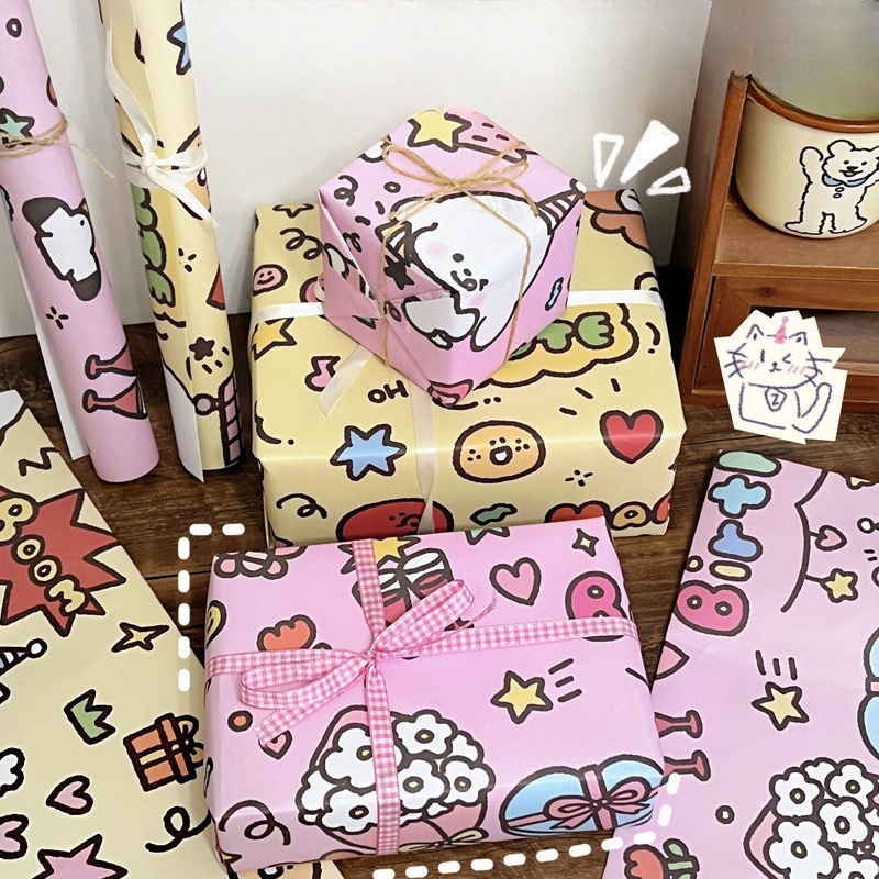ส่งจากไทย 5แผ่น 50X70CM กระดาษห่อของขวัญลายน่ารัก กระดาษห่อของขวัญ กระดาษห่อของ ที่ห่อของขวัญ - รูปที่ 2