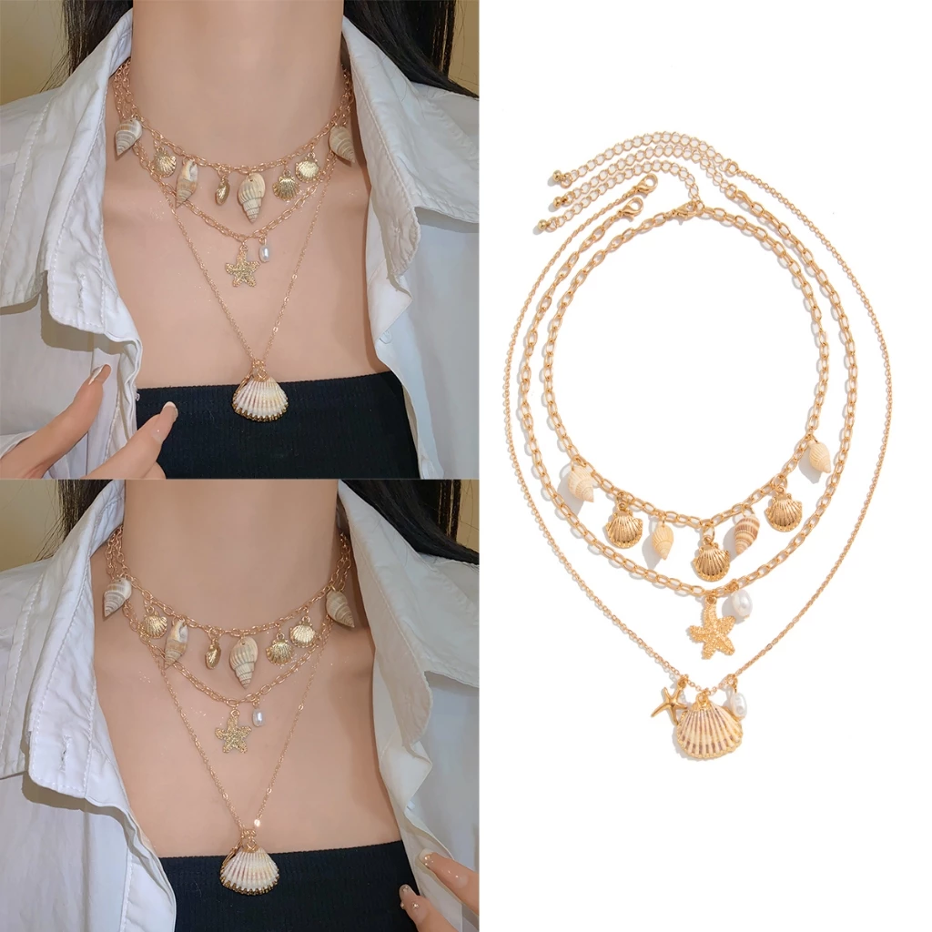 สร้อยคอ สร้อยคอแฟชั่น✨ จี้โบว์ จี้เปลือกหอย สไตล์เรโทร ใส่ไปทะเล โบฮีเมียน พร้อมส่งในไทย🚚