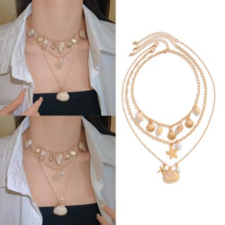 สร้อยคอ สร้อยคอแฟชั่น✨ จี้โบว์ จี้เปลือกหอย สไตล์เรโทร ใส่ไป…