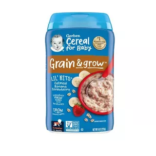 ✳️[แท้ 100%/พร้อมส่ง]✳️ Gerber Cereal for Baby Grain & Grow 8+ Months Oatmeal Banana Strawberry 8 oz (227 g) อาหารเด็ก