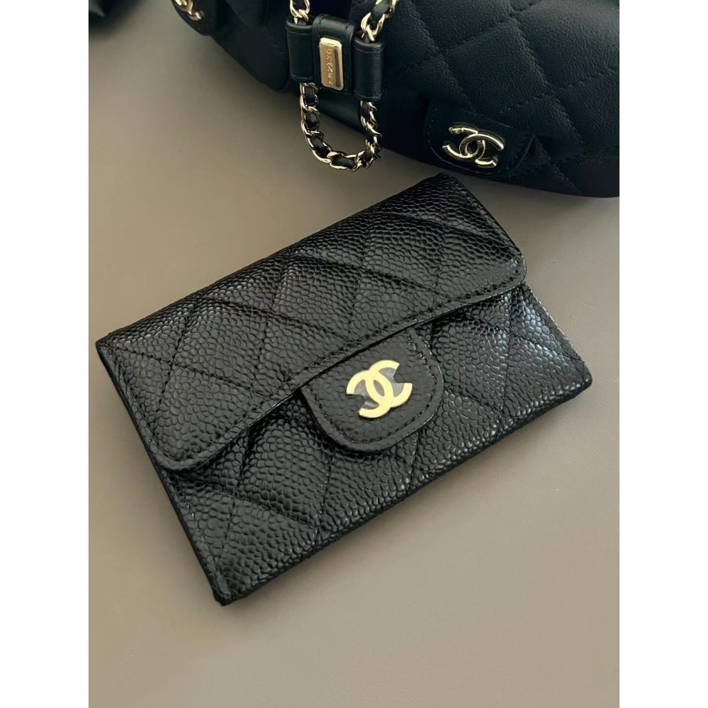 👜ชาแนล CHANEL cf Wallets Caviar/ Sheepskin กระเป๋าสตางค์สุภาพสตรี AP0231