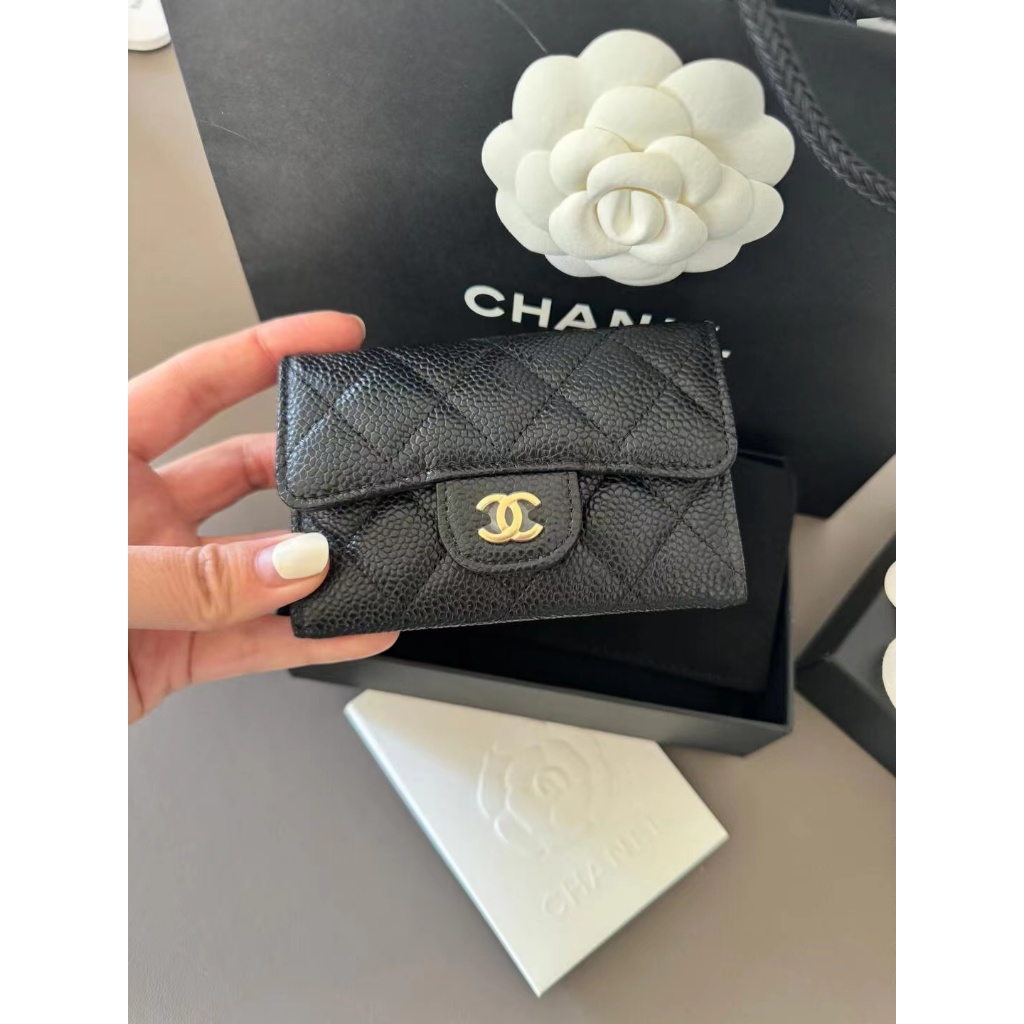 👜ชาแนล CHANEL cf Wallets Caviar/ Sheepskin กระเป๋าสตางค์สุภาพสตรี AP0231