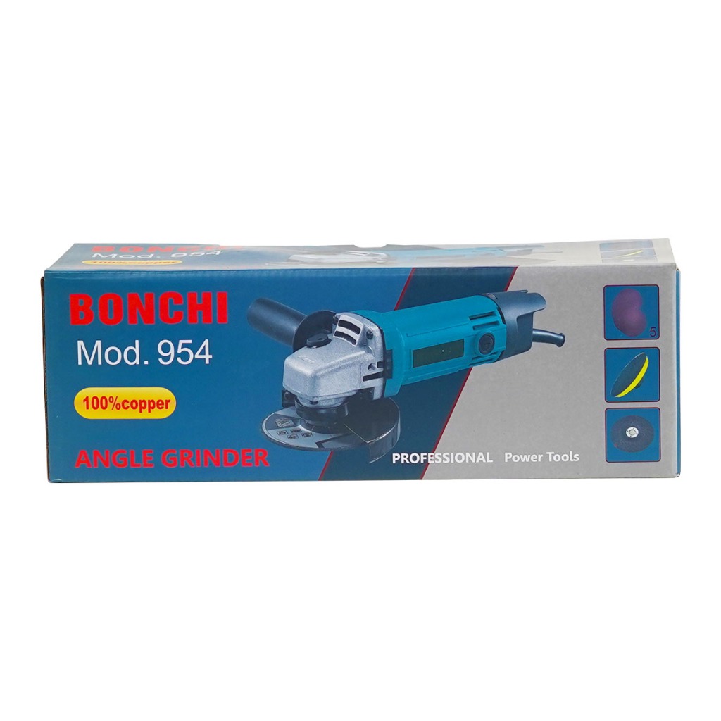 เครื่องเจียร์ หินเจียร์ หินเจียร์ไฟฟ้า ลูกหมู 4 นิ้ว BONCHI Mod.954 (สีฟ้า) กำลังไฟ 700W เเถม ใบขัด ใบตัด ใบเจียร์ ฟรี ! - รูปที่ 4