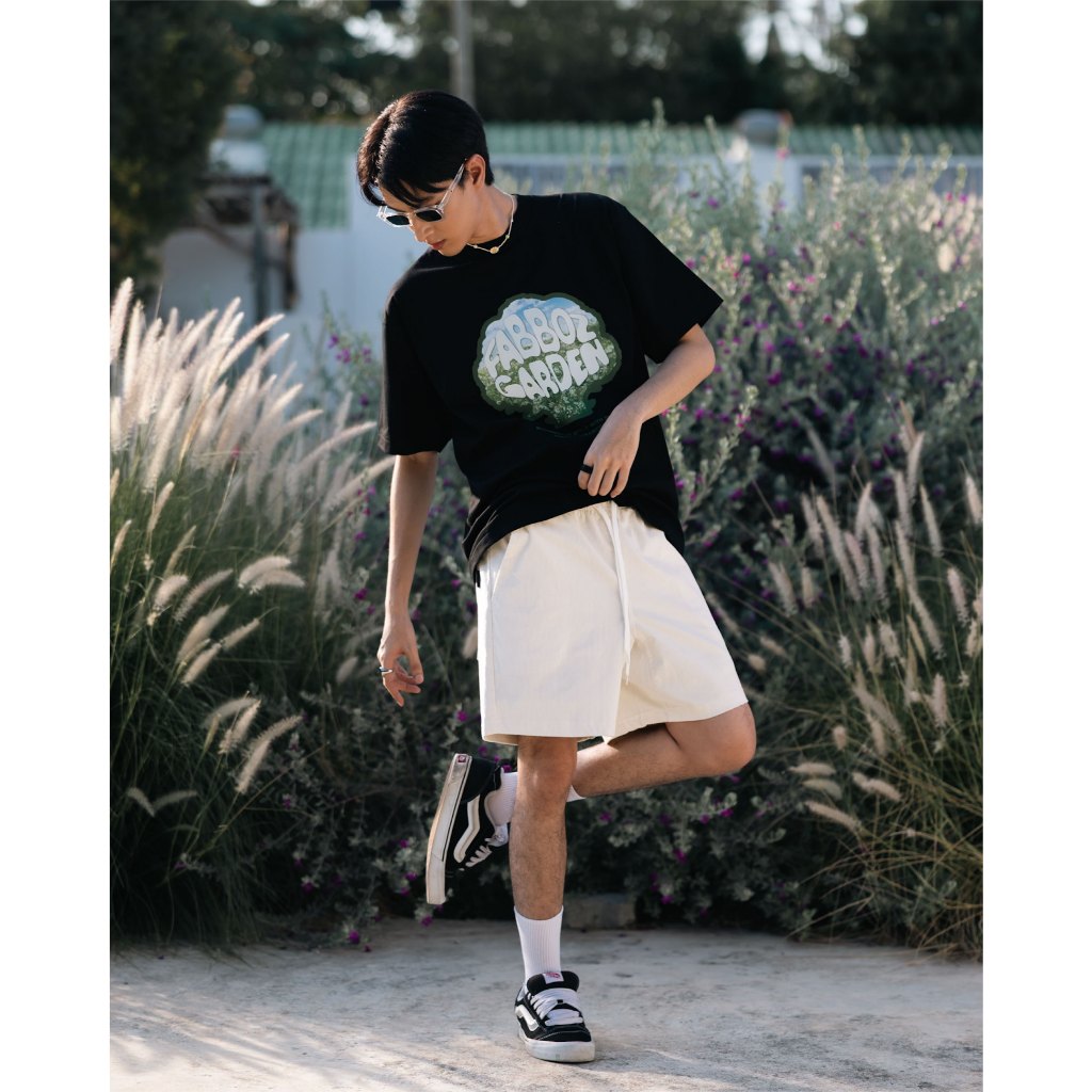 Fabboz กางเกงขาสั้นลูกฟูกเอวยืด แนวสตรีท unisex รูปที่ 4