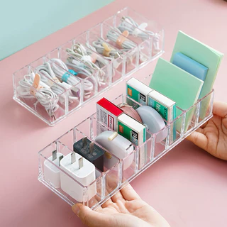 NEW ถาดเก็บสายชาร์จ ถาดเก็บหูฟัง กล่องใส่ของ แบบ8ช่อง