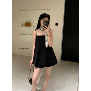 📍พร้อมส่ง📍5642💌Set 2 pcs เสื้อสายเดี่ยว งานซิปหลัง + กางเกงขาสั้น งานซิปข้าง เนื้อผ้าดี ทรงสวย TAG : WG.WE🇰🇷