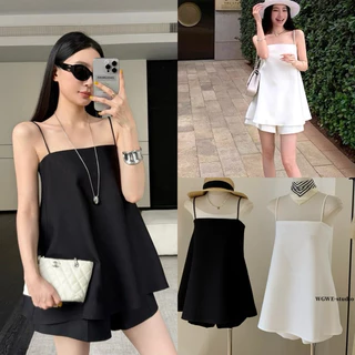 📍พร้อมส่ง📍5642💌Set 2 pcs เสื้อสายเดี่ยว งานซิปหลัง + กางเกงขาสั้น งานซิปข้าง เนื้อผ้าดี ทรงสวย TAG : WG.WE🇰🇷