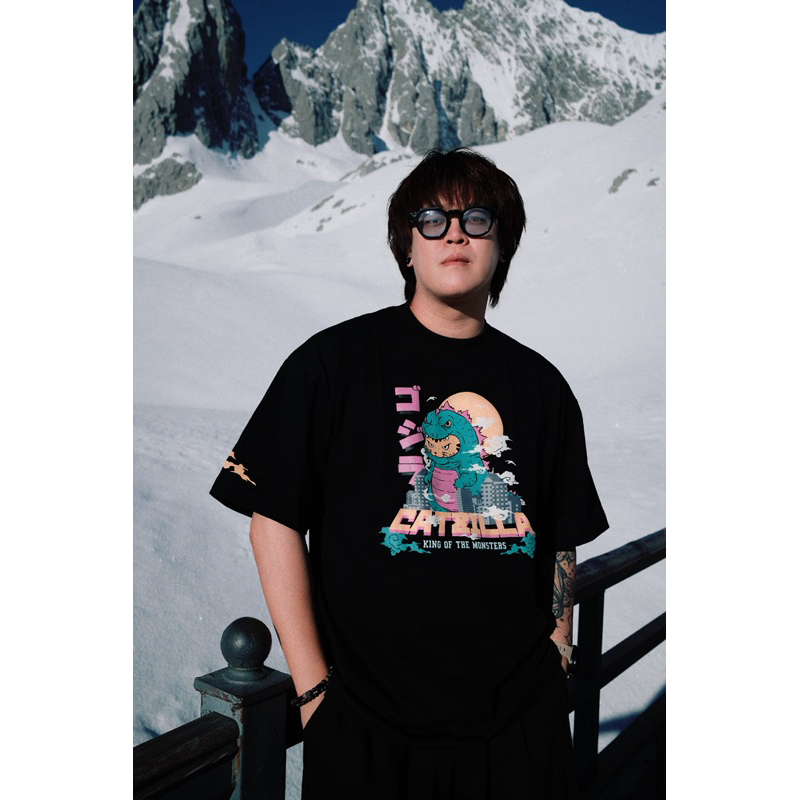 Cat Zilla - Oversize tees (Black)