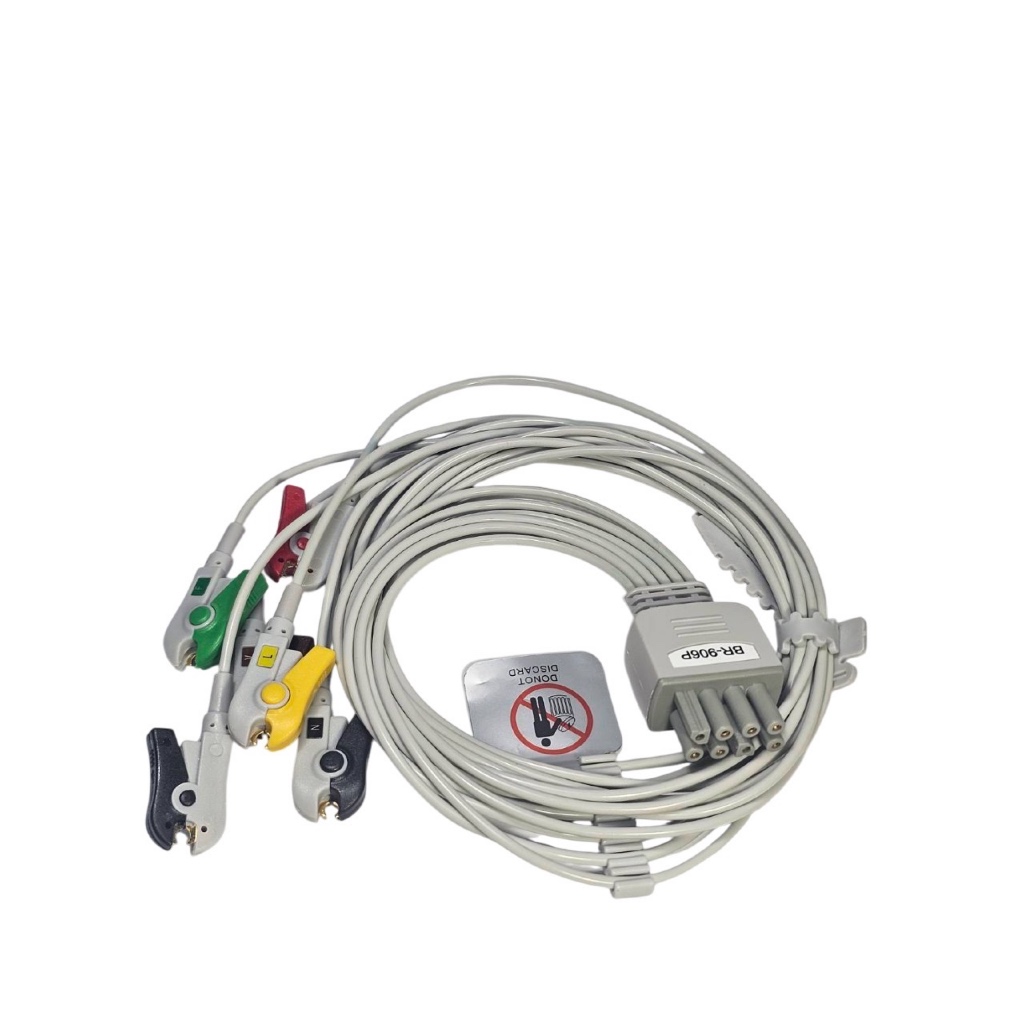 033 - สาย ECG 5 lead wire probe Clip Grabber IEC for Nihon Kohden EKG Cable Compatible