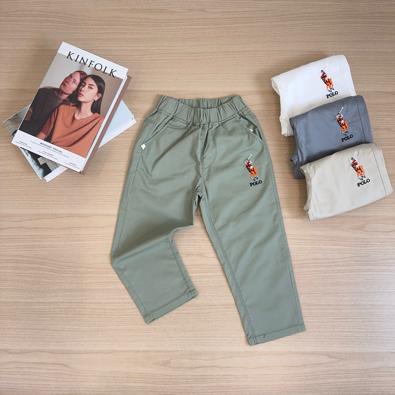 กางเกงเด็กขายาว งานปักโปโลม้า Polo สไตล์เท่ห์ ลายปักม้า เนื้อผ้าดี สีไม่ตก ผ้าไม่หด เด็กอายุ 3-10 ปี