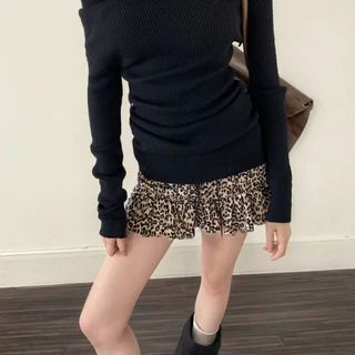 YOYO พร้อมส่ง🐆กระโปรงสั้น ลายเสือดาว มีซั บใน กระโปรงมินิ เอวสูงทรงเอใส่แล้วดูผอมแฟชั่นเซ็กซี่ผู้หญิง มีซับ