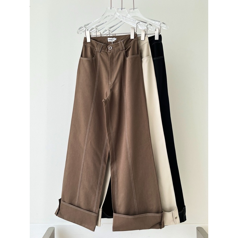 LOONNYSTORE James Pants กางเกงทรงตรง ดีเทลพับขา (ไซส์ S-XL) โทนทางการใส่ได้