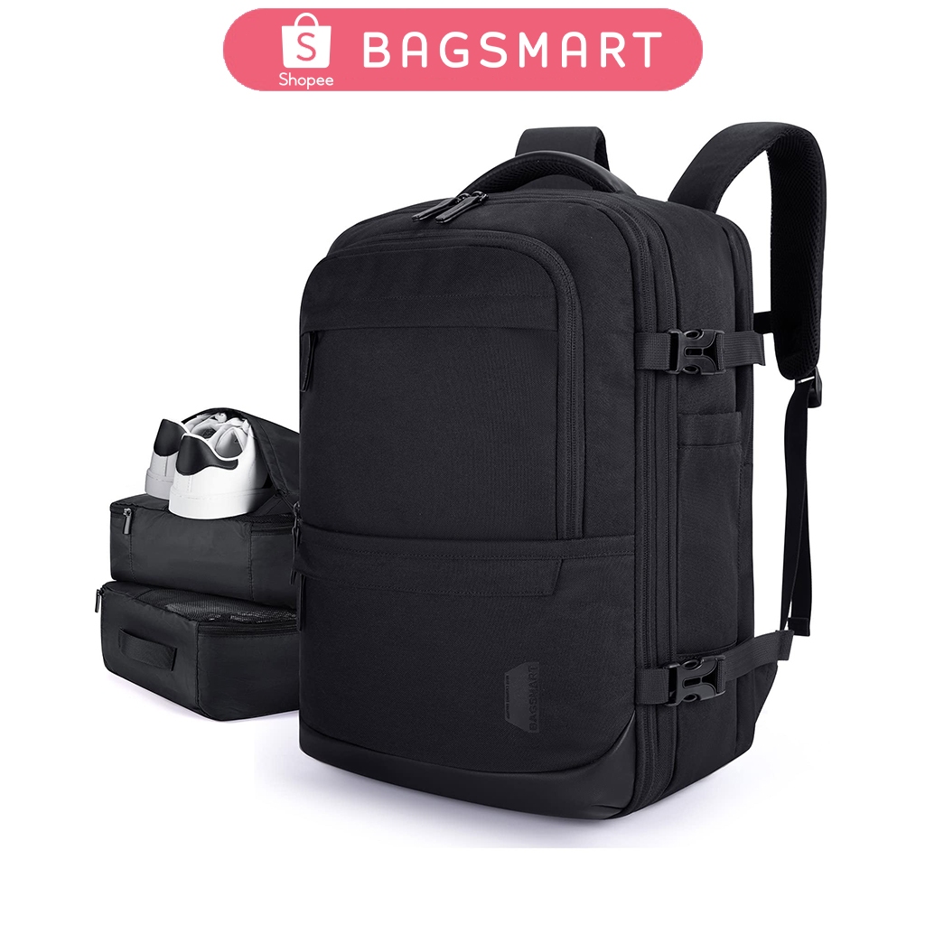 BAGSMART 17 Inch กระเป๋าเป้สะพายหลังการเดินทางคอมพิวเตอร์ กระเป๋าเป้สะพายหลังที่ขยายได้ 40L กระเป๋าเ