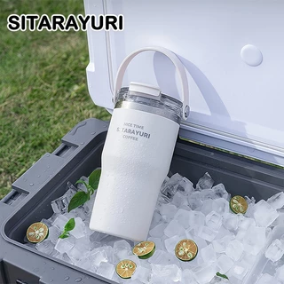 SITARAYURI แก้วเก็บอุณหภูมิ แก้วเก็บความเย็น แก้วน้ำเก็บความเย็น 600/900ML หูหิ้วทรงกลมนุ่ม