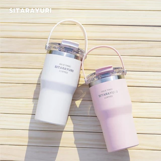 SITARAYURI แก้วเก็บอุณหภูมิ แก้วเก็บความเย็น แก้วน้ำเก็บความเย็น 600/900ML หูหิ้วทรงกลมนุ่ม