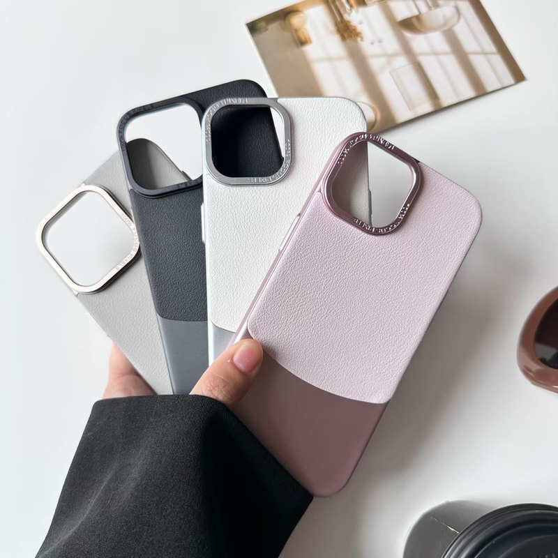 (มี15)พร้อมส่งในไทย🌹 PC075 เคสหนังทูโทน  เคสลายมินิมอล เคสสีพื้น เคสไอโฟน สำหรับ i11-15Promax