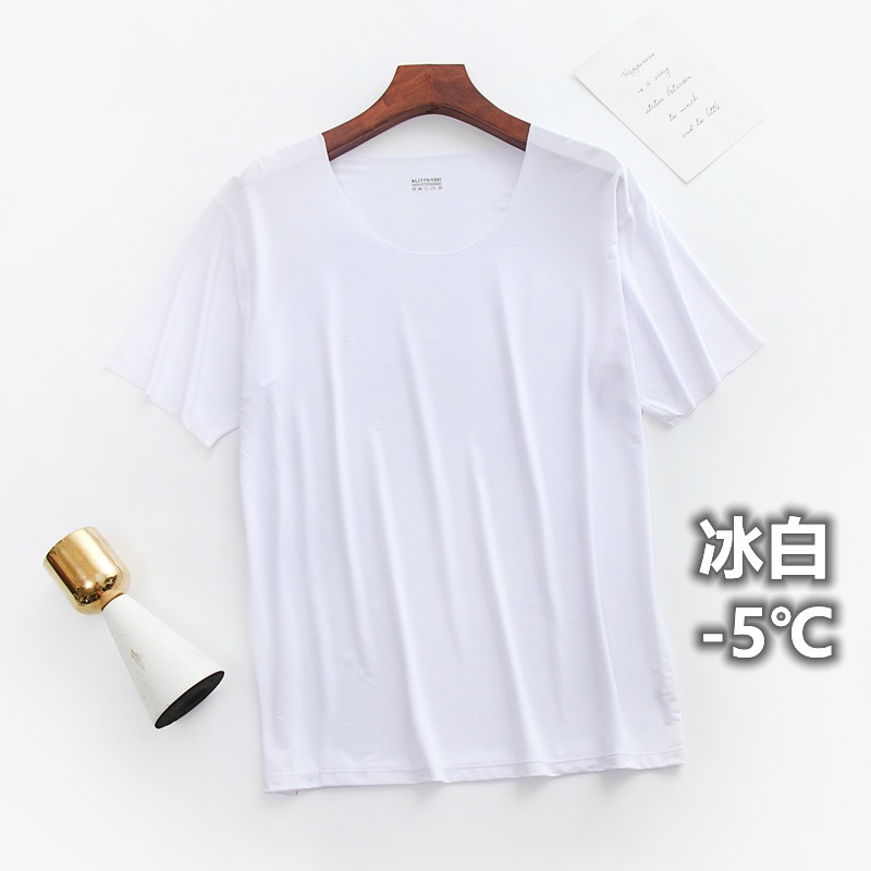 เสื้อยืดคอกลม ผ้าไหมน้ำแข็ง บาง เบา ใส่สบาย