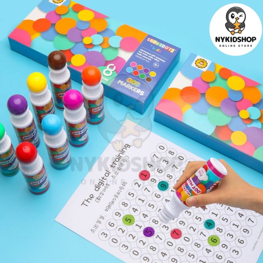 สี Super Dot สี Do a dot marker รุ่นใหม่ 8 สี จับถนัดมือ สำหรับฝึกพัฒนากล้ามเนื้อมัดเล็ก