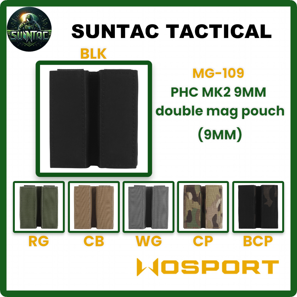 Wosport ซองแม็ก| PHC MK2 9MM double mag pouch (9MM*2) | MG-109