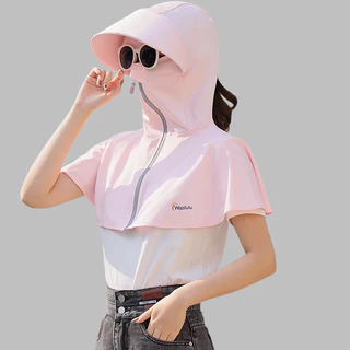 สุภาพสตรีเสื้อป้องกันรังสียูวี,น้ำแข็งผ้าไหมแขนกุดคลุมไหล่,สวมใส่สบายผ้าเรียบ
