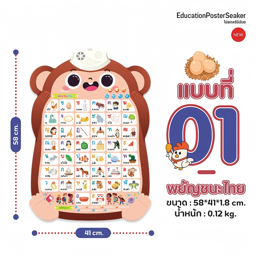 โปสเตอร์มีเสียง 2ภาษา (ไทย-อังกฤษ) เสริมทักษะารเรียนรู้ กดแล้วมีเสียง มีเพลง ของเล่นเสริมพัฒนาการเด็ก - รูปที่ 2