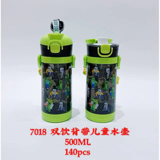 กระติดน่ำความจุ 430ml.680ml.กระติกน้ำหลอดเด้ง พร้อมสายสะพาย พร้อมส่งจากไทย