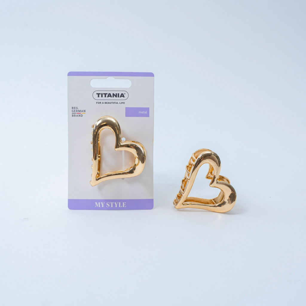 TITANIA مشبك شعر معدني Golden Heartbeat — صناعة ألمانية — صورة 2
