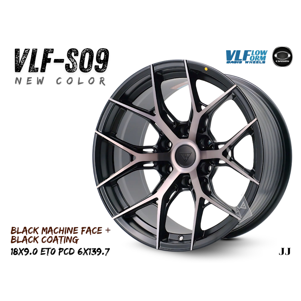 ล้อแม็ก Oasis VLF S09 ขอบ 18x9.0 ET0 PCD 6x139.7 สี Black Machine Face + Black Coating | สปอร์ตหรู ด