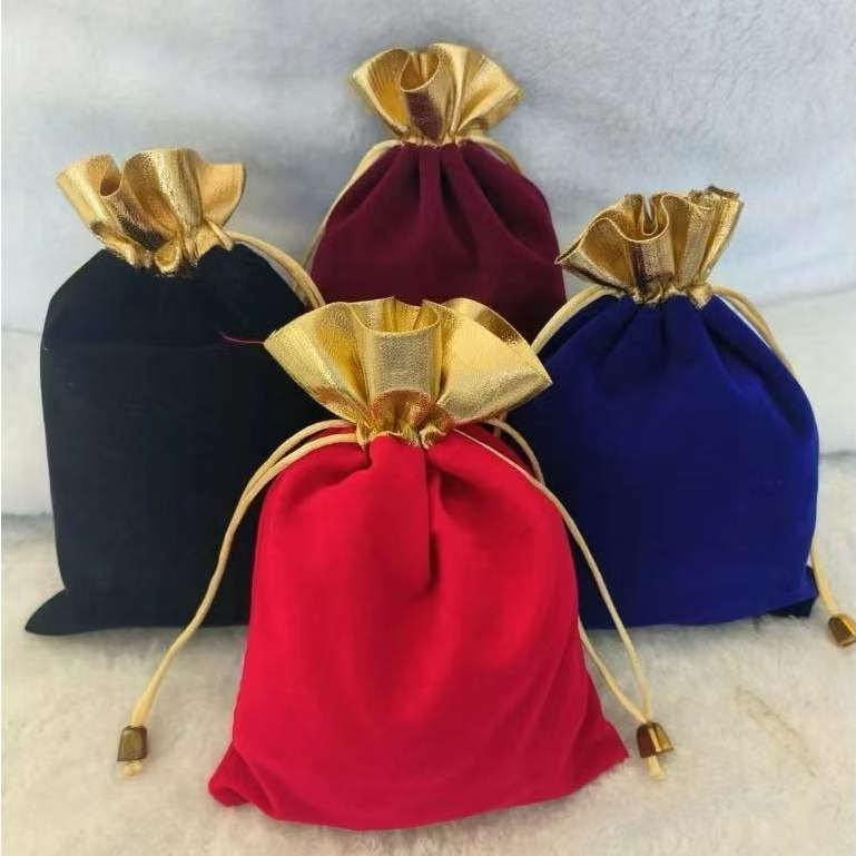 พร้อมส่งถุงของขวัญ ผ้ากำมะหยี่ขอบสีทอง แบบหูรูด รูปที่ 8