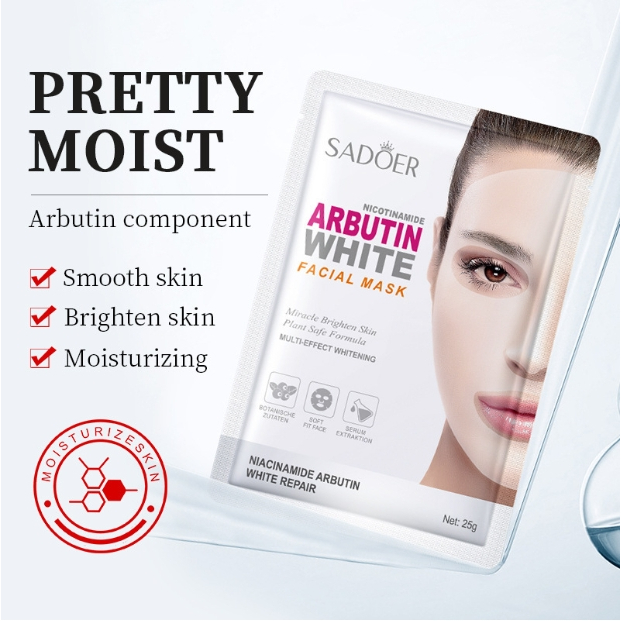 Sadoer Niacinamide  Arbutin White Facial Mask มาสก์หน้าแผ่น ชุ่มชื้น ไม่เหนียวเหนอะหนะ