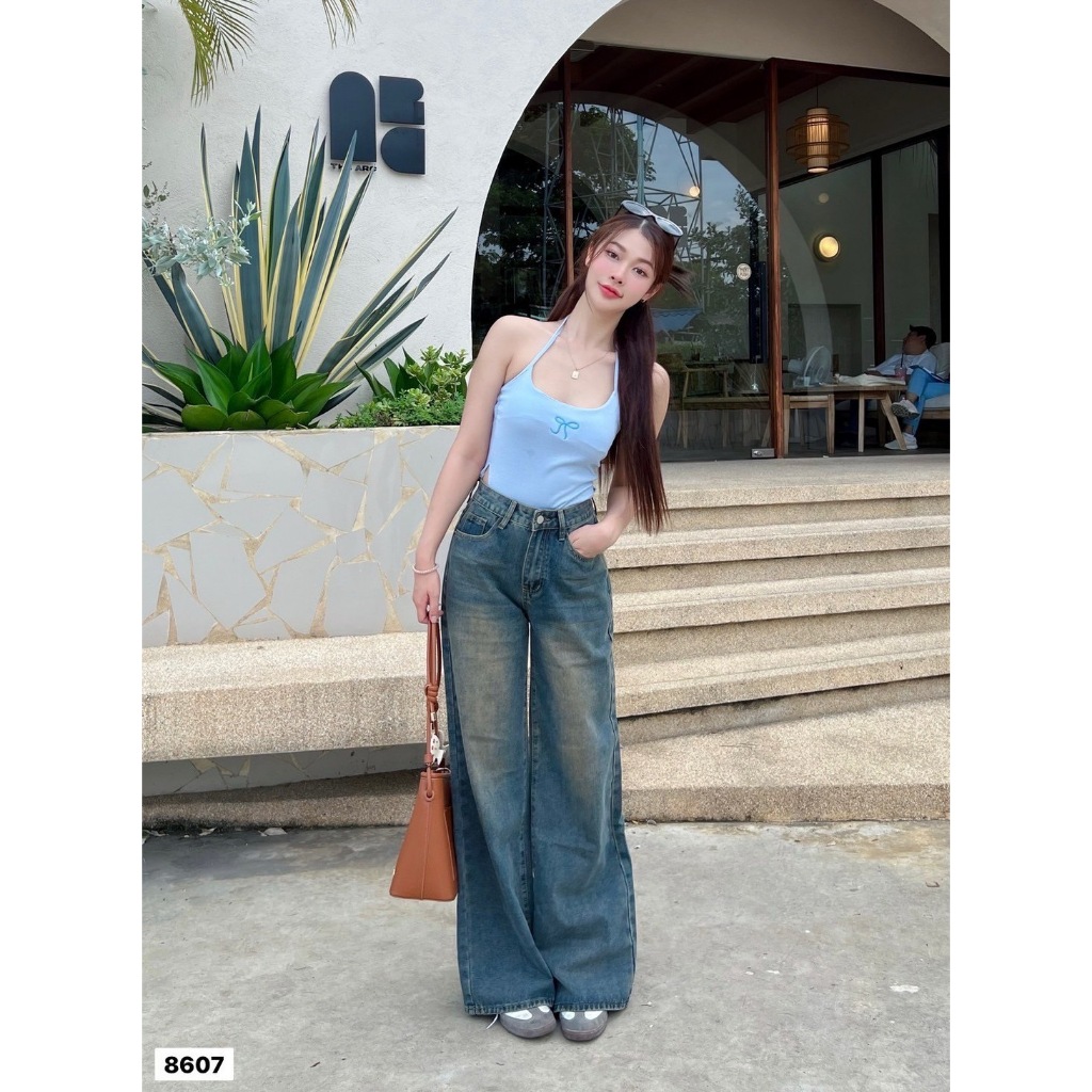 JSARA กางเกงยีนส์ทรง baggy ผ้าไม่ยืด Baggy jeans ทรงสวย Office Hour รหัส 8607