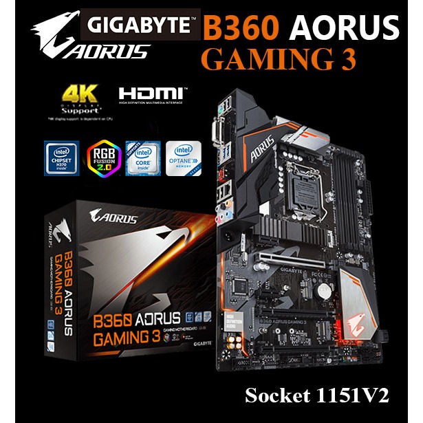 Mainboard INTEL GIGABYTE B360 AORUS GAMING 3 (Socket 1151V2) มือสอง พร้อมส่ง แพ็คดีมาก!!!