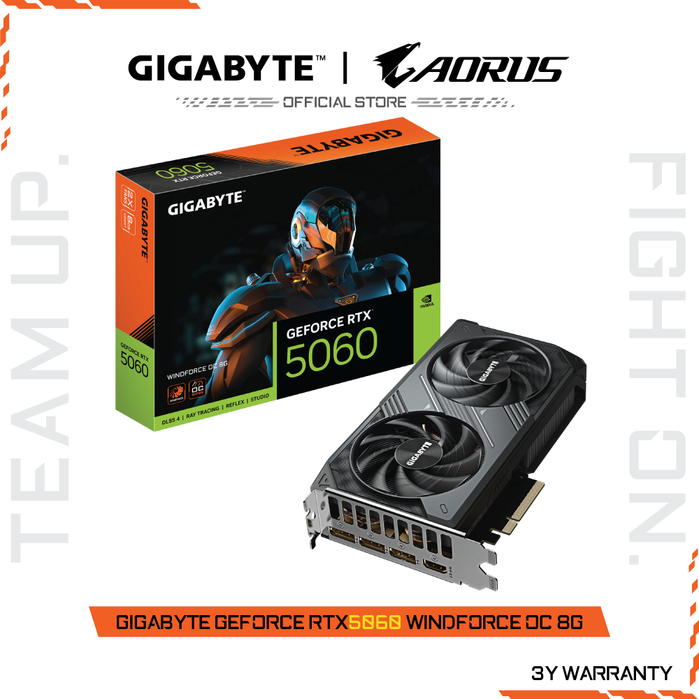 GIGABYTE GeForce RTX 5060 WINDFORCE OC 8G (VGA Card) GV-N5060WF2OC-8GD-1.0