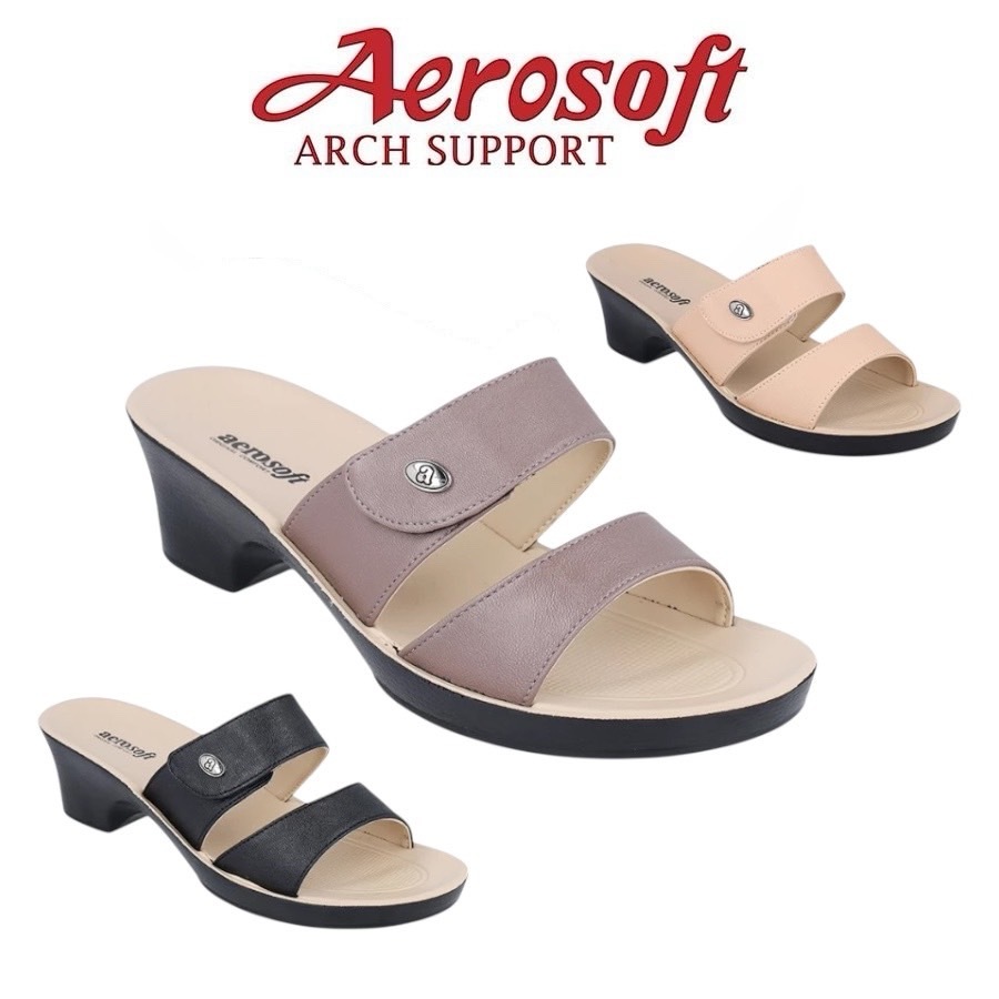 LA3185 Aerosoft รองเท้าแตะแบบสวมมีส้นผู้หญิง 35-41