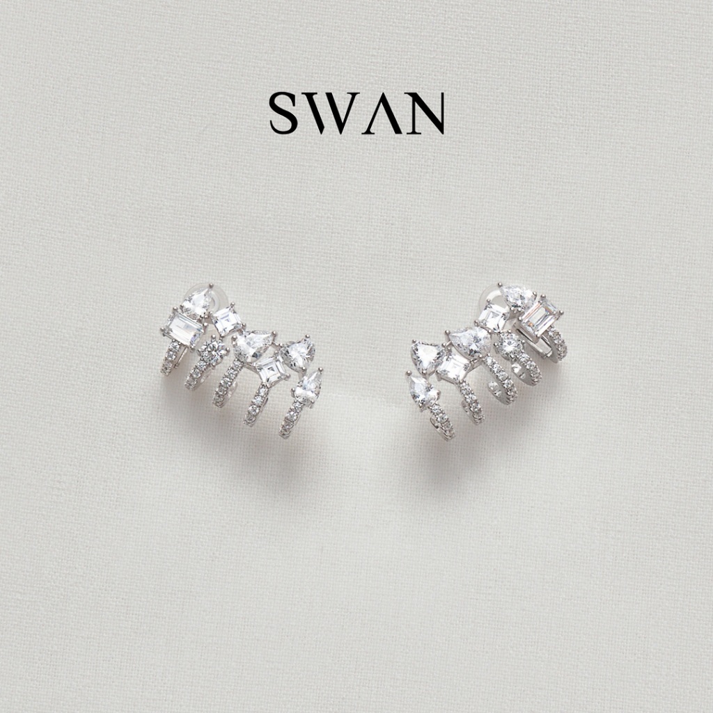[ส่งด่วนฟรี]SWAN - Hollywood Glam Master Earring ต่างหูเงินแท้ ฝังเพชร CZ หลากหลายเสริมเสน่ห์