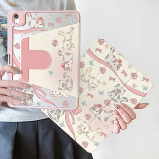 🔥พร้อมส่ง🔥เคสiPadหมุน 360°Air8 11 Air7 Gen10ที่ใส่ปากกา โบว์ริบบิ้นลูกแมว เคส iPadGen9 Gen11 Air6/5