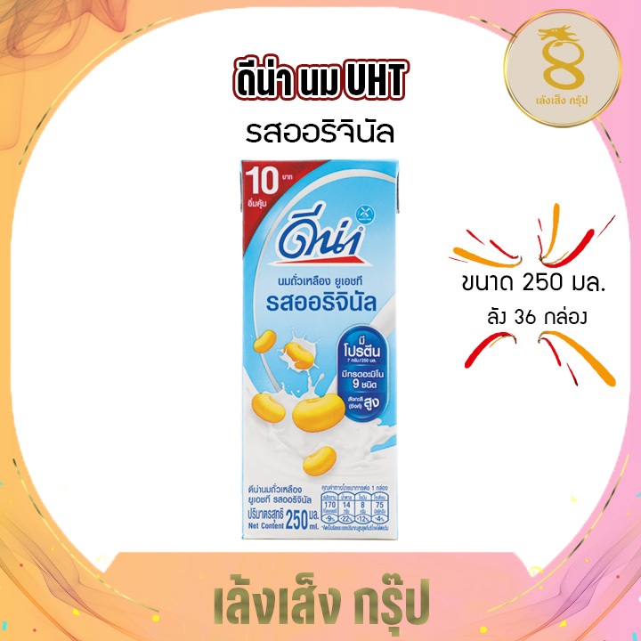ดีน่า นมถั่วเหลืองยูเอชที ออริจินัล 250 มล ลัง 36 กล่อง