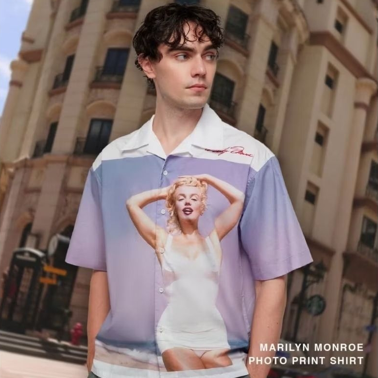 เสื้อเชิ้ตแขนสั้น เสื้อเชิ้ตลำลอง ผู้ชาย แบรนด์ CPS CHAPS กราฟฟิก มาริลีน มอนโร ของแท้ ของใหม่ มีป้าย