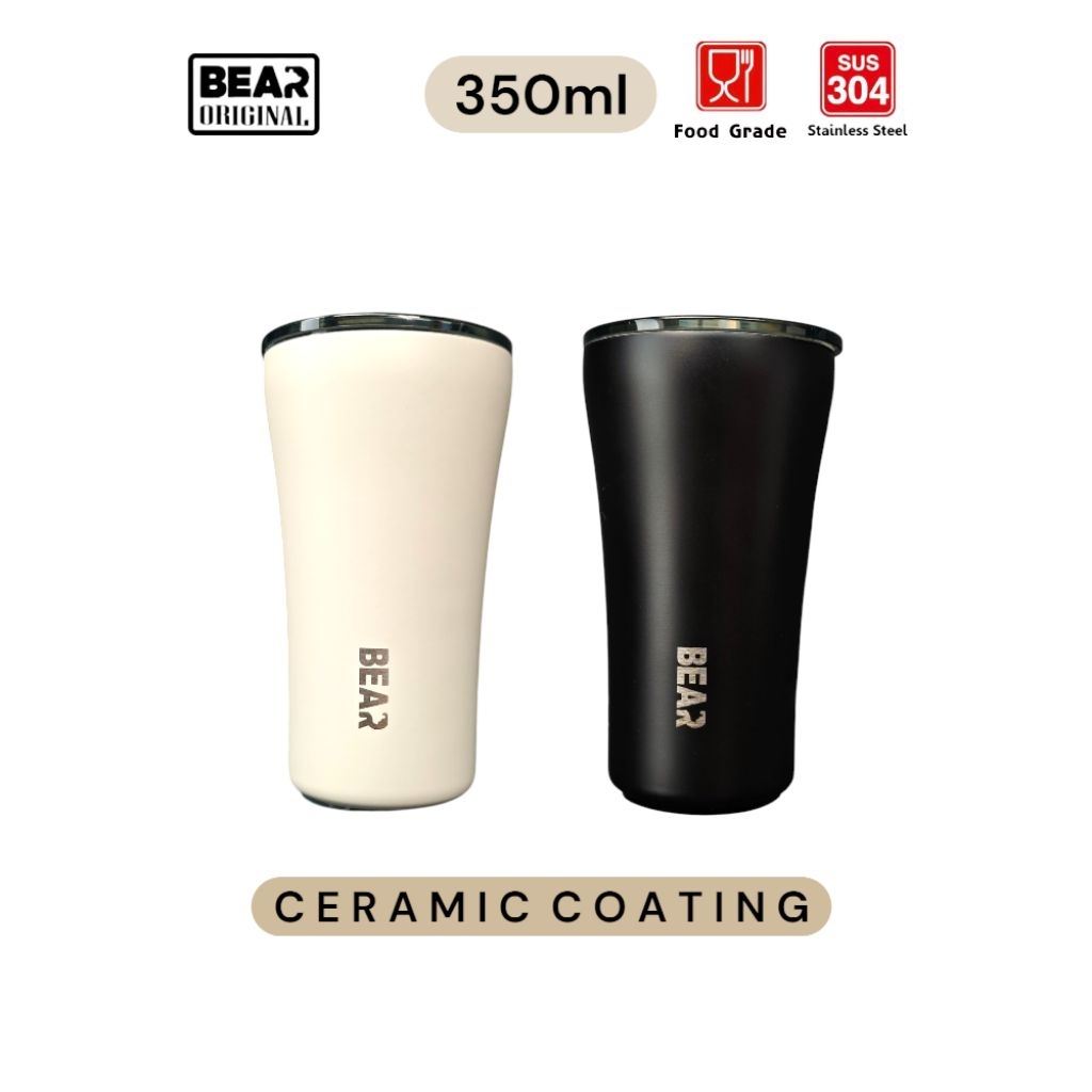 แก้ว BEAR Ceramic Coating 350ml สเเตนเลส 304 ผนัง 2 ชั้นแบบสูญญากาศ เก็บอุณหภูมิร้อน/เย็น