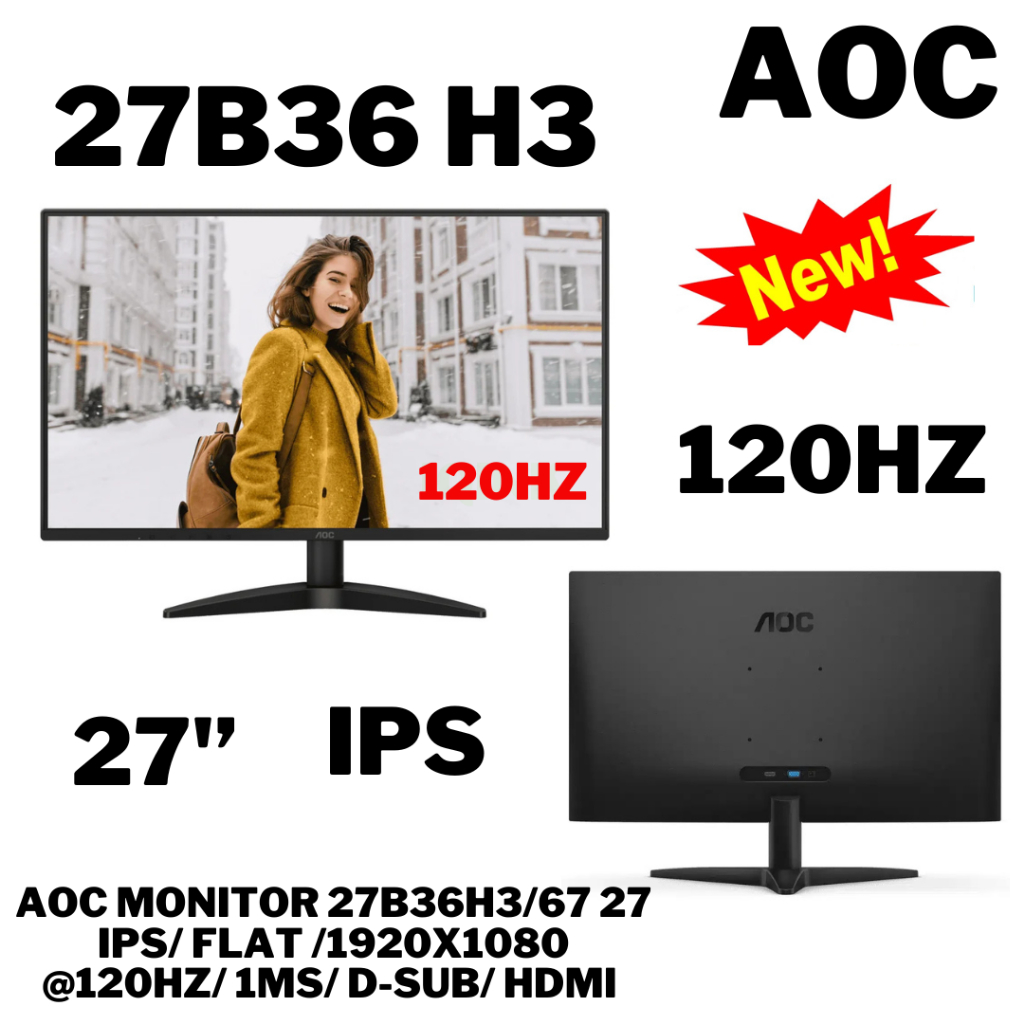 ⚡️🔥ขายดีส่งไว🔥⚡️จอมอนิเตอร์ AOC 27B36H3/67 (IPS 120Hz)