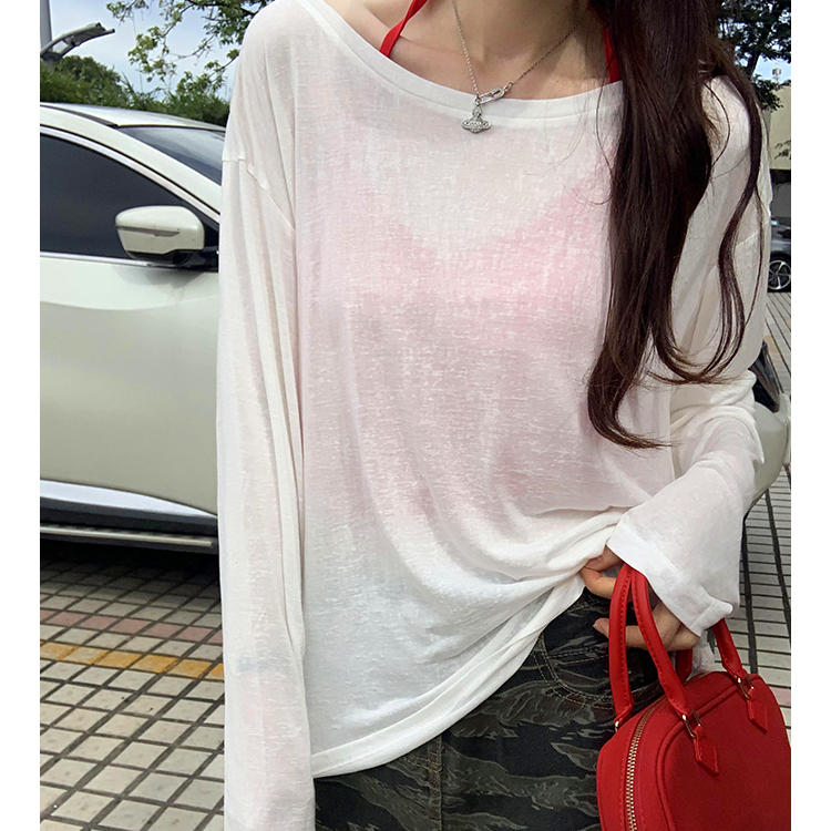 เสื้อยืดแขนยาว ชุดกันแดด เสื้อไปทะเล ไซส์โอเวอร์ ใส่แมทช์บิกินี่ No.7904