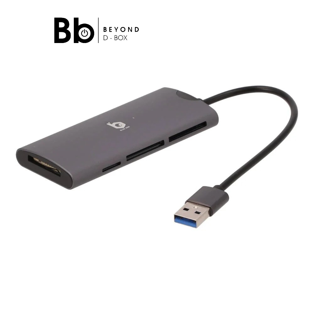 Blue Box 6-in-1 USB-A Card Reader Silver Grey by BB Beyond D-Box