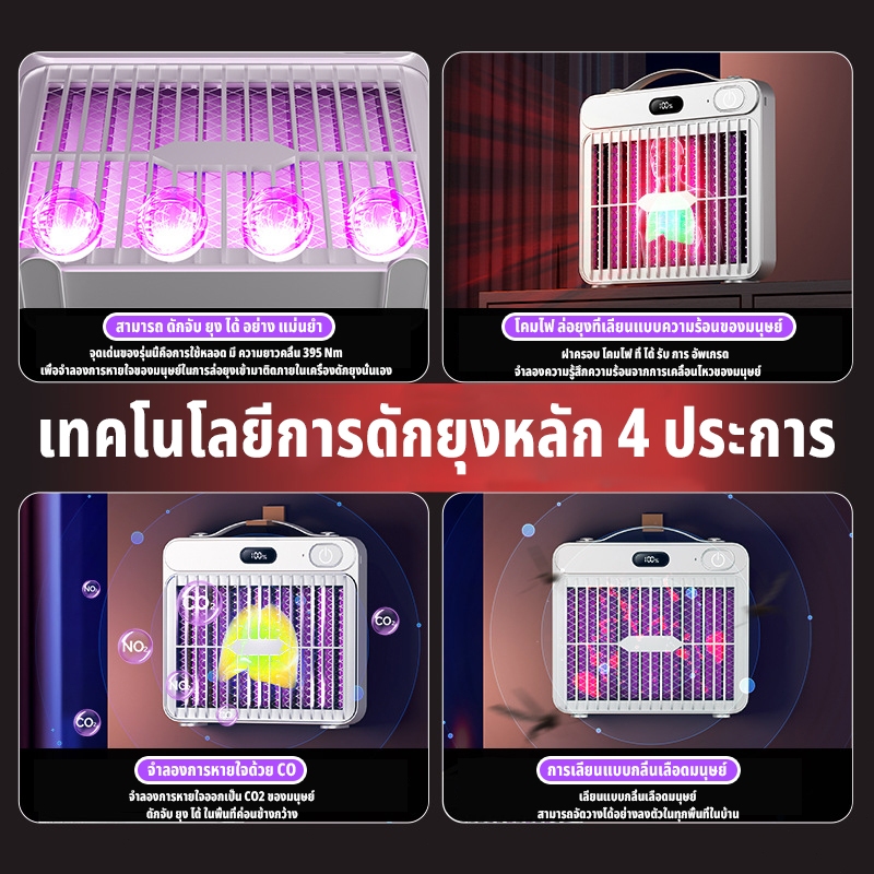 【ยุงไม่มีที่ให้หนี 】ที่ดักยุง ไร้สาย โคมไฟดักยุง เครื่องช็อตยุง เครื่องกำจัดยุง LEDไฟล่อแมลง เครื่องดักยุงไฟฟ้า - รูปที่ 2
