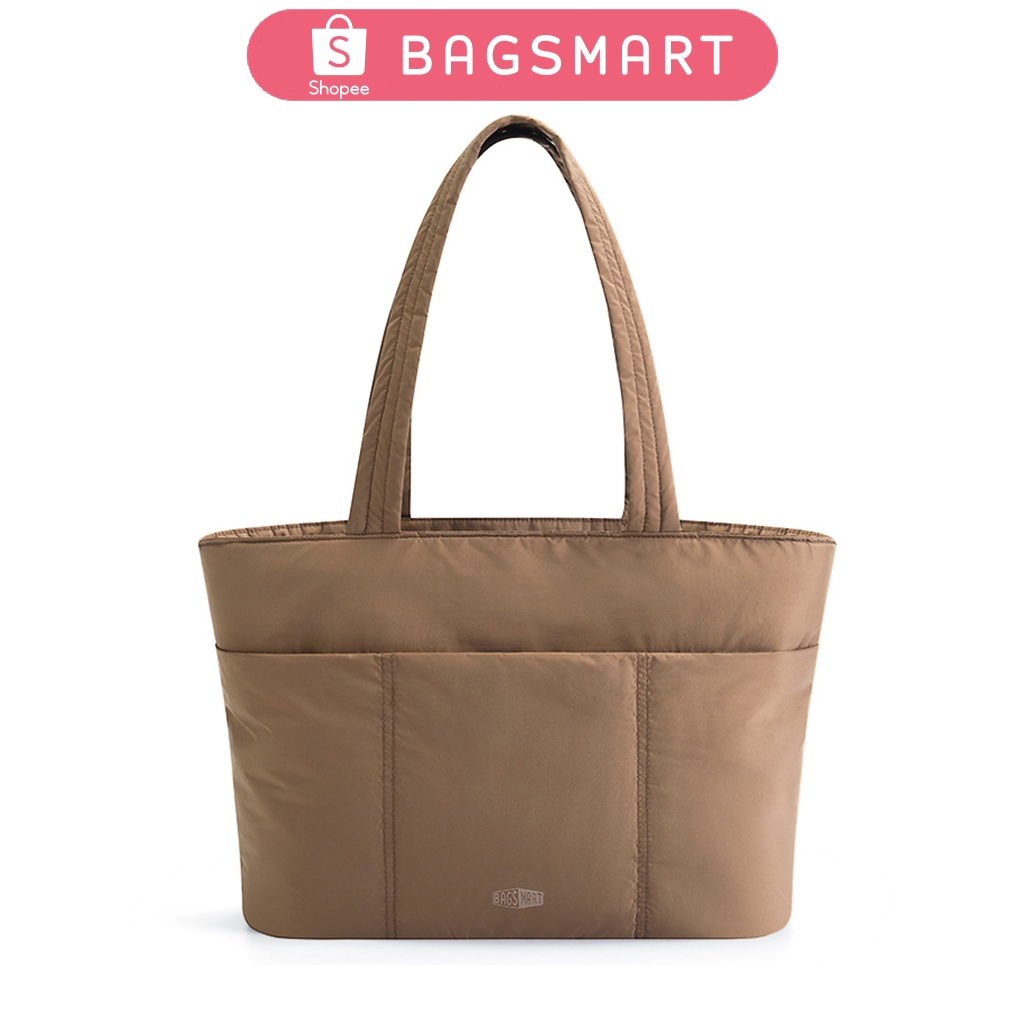 BAGSMART ผู้หญิง Tote กระเป๋าเดินทางแล็ปท็อป 14 นิ้ว กระเป๋าไหล่สำนักงาน Puffy พร้อมกระเป๋าด้านหน้า