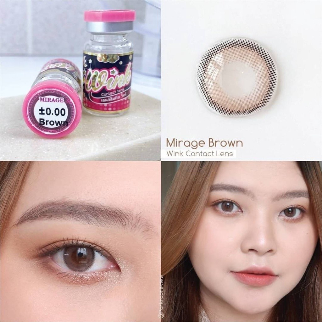 คอนแทคเลนส์(มินิ) Mirage Brown / Gray (Wink) ⭐️ลายฮิต ขายดีมาก กรองแสงกันยูวี