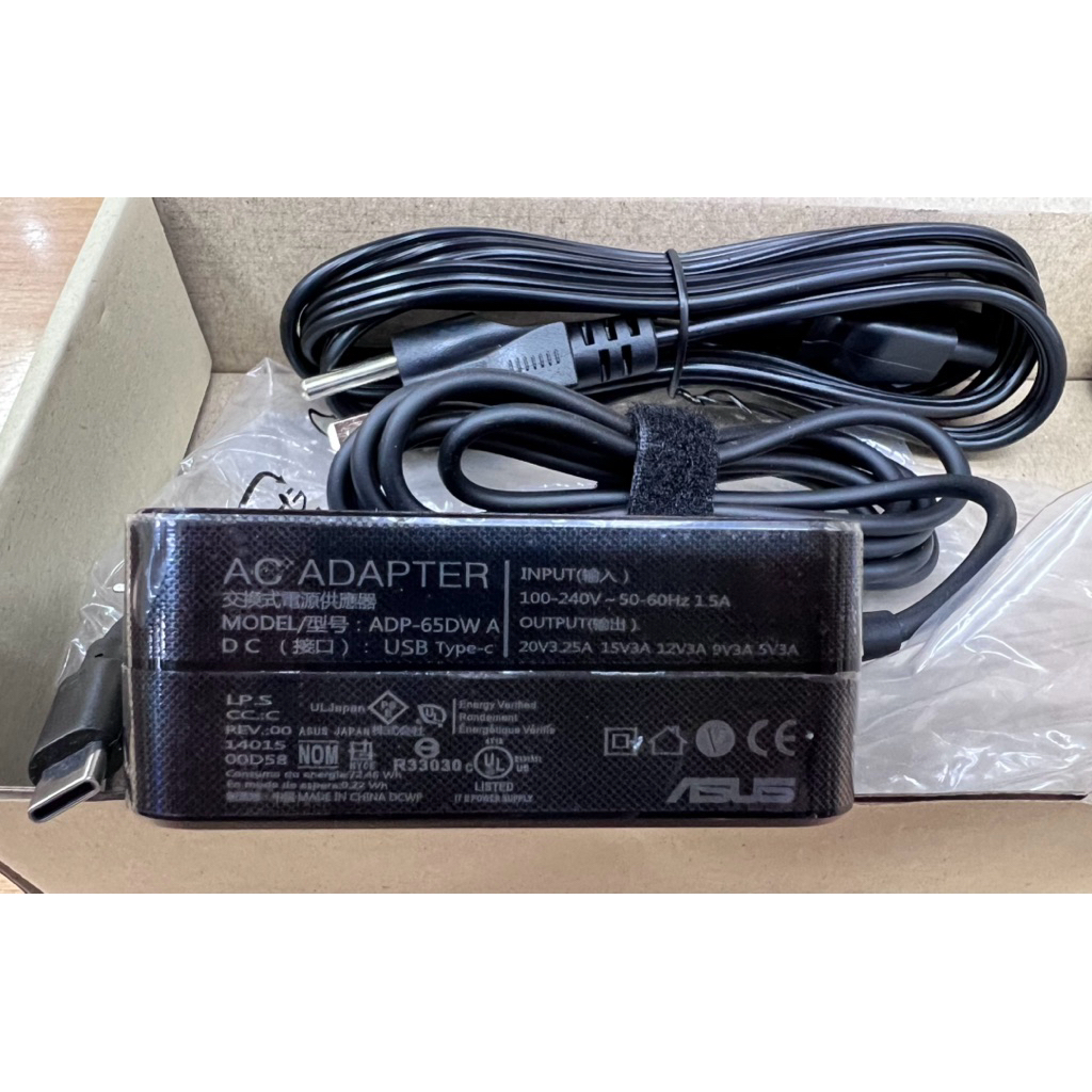(ของแท้) สายชาร์จโน๊ตบุ๊ค Asus Type C 65w (ถ่ายจากสินค้าจริง)