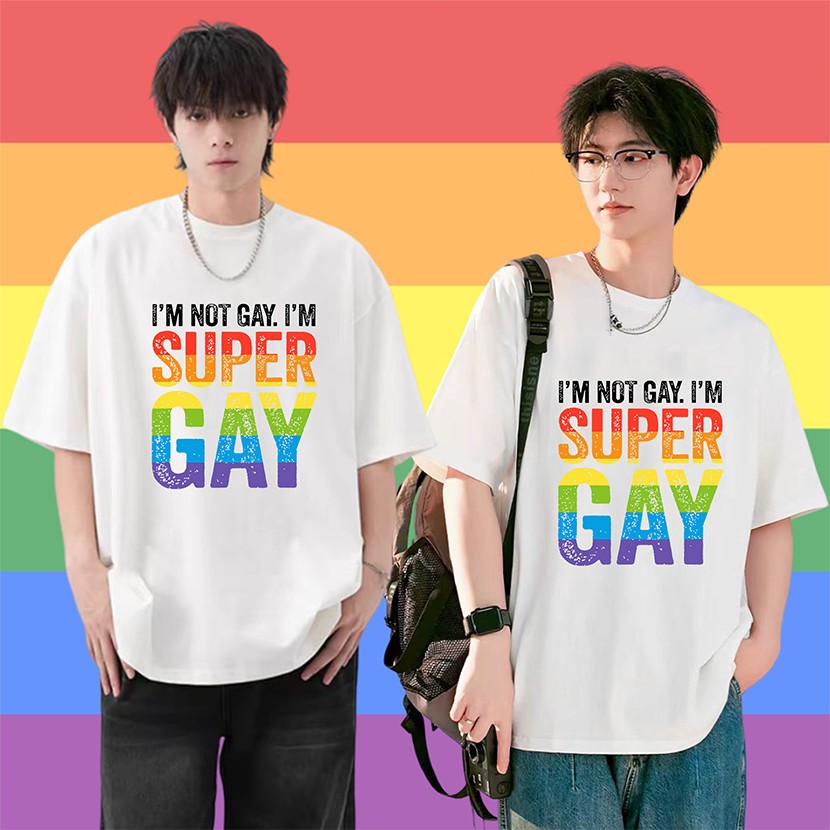 เสื้อยืดผู้ชาย LGBT Pride Month Rainbow LGBTQ คอกลม ใส่ได้ ทั้ง ชาย G-T S-7XL เสื้อ