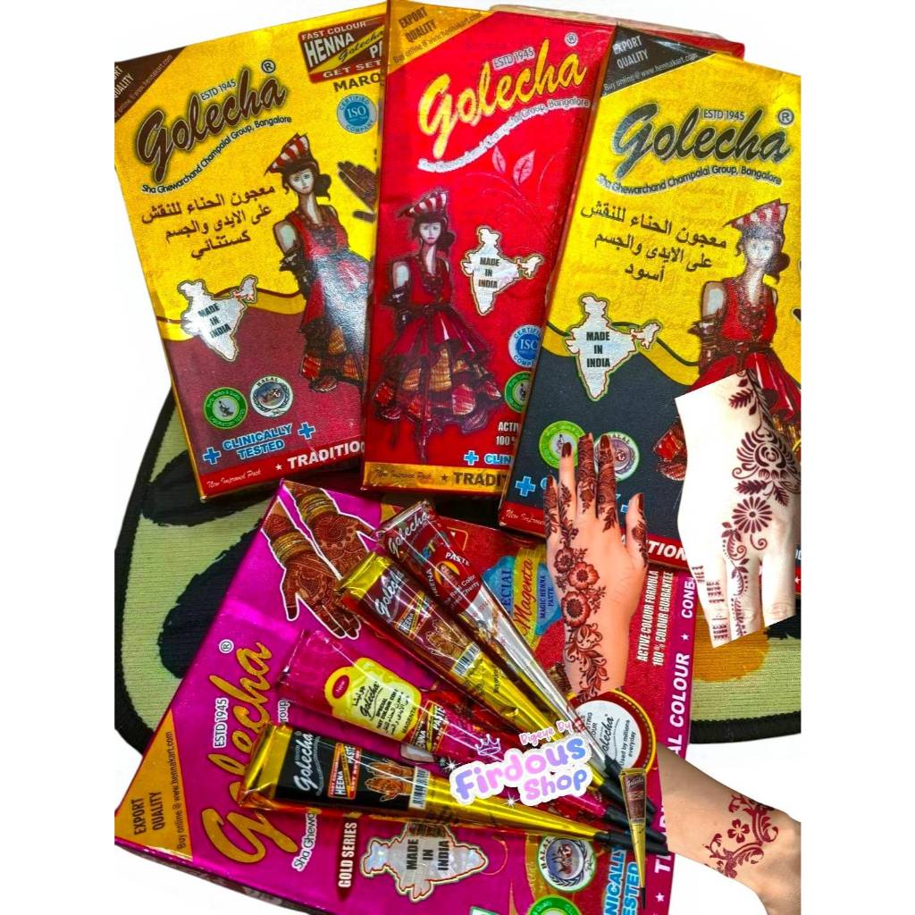 เฮนน่า (1กรวย) สีแดง เพ้นมือ GOLECHA,HENNA,CHERRY Black Pink Maroon