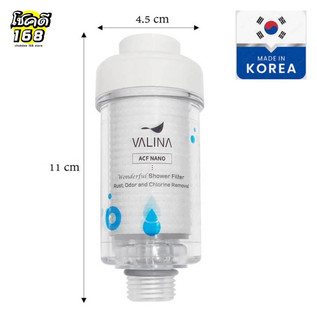 กรองน้ำ ติดฝักบัว ตัวกรองอาบน้ำ ติดฝักบัว เปลี่ยนไส้กรองได้ Shower filter, shower head VALINA WF ACF NANO