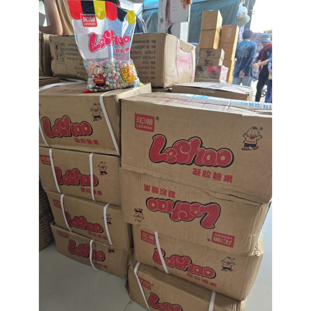 (ยกลัง10ถุง) ปีโป้กรอบ ตราเด็ก Lechao Gummy Candy 1 กิโล ขนมสุดฮิต รสชาติหวาน หอมกลิ่นผลไม้ อย.